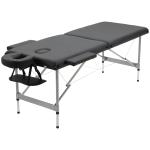 Hopfällbar Massagebänk 2-Zon, Professionell Behandlingsbänk med Justerbar Höjd, Portabel Bänk för Spa och Salong, Svart, 130 kg