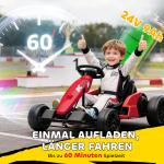 Elbil Gokart 24V Röd Plast och Metall för Barn 6–12 År Elektrisk Bil med Driftläge och Säkerhetsbälte Rolig Körning och Häftig Design