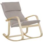Gungstol i Tyg med Trämedar, Bekväm Relaxstol för Vardagsrum, Modern Design med Gungfunktion, Grå, 67 x 95 x 95 cm, 120 kg