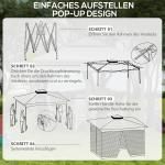 Hopfällbart Paviljong Trädgårdstält Ljusgrå av Tyg och Metall för Trädgårdsfester Pop-Up Tält med Sidoväggar 3,25 x 3,25 x 2,65 m