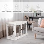 Hundkoja Hundhus Transportlåda Liten Djurbur Inomhusbruk MDF och Metall Vit 81 X 58,5 X 66 Cm