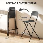 Set med 2 Hopfällbara Barstolar med Stålram för Kök och Matsal, Svart