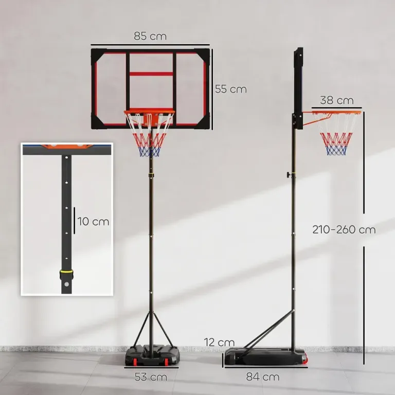 Basketkorg Basketstativ Utomhus Röd av Stål 210-260 cm