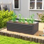Odlingslåda Metall Mörkgrå Stål för Trädgård och Uteplats Planteringslåda med Öppen Botten Robust och Väderbeständig 180x90x57,5 cm