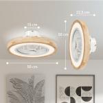 Takfläkt med Lampa och Fjärrkontroll samt 6 Hastigheter och Justerbar Ljusstyrka Ergonomisk och Tyst Ljusbrun Metall och Trä för Sovrum