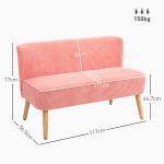 2-sits Soffa, Elegant Scandi Design, Massiv Träram, upp till 150 kg, Rosa, 117 x 56,5 x 77 cm