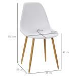 Matsalsstolar Köksstolar Vit Natur av Trä och Metall för Matsal Set om 4 Stolar med Ryggstöd 45 x 52 x 85,5 cm