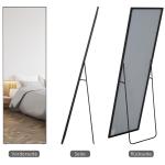 Stående Spegel Helkroppsspegel Silver av Aluminium och Glas för Sovrum och Hall Fristående Dressingspegel med Stativ Klar Bild