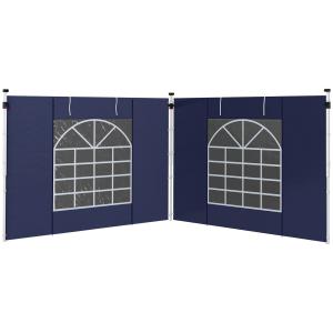 Sidopaneler Sidoväggar Blå av Oxford Material för 3x3m och 3x6m Paviljong Set om 2 Ersättningsväggar med Fönster och Dörr
