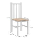 Set med 4 Köksstolar, Massivt Trä, Modern Design, Natur, 38,5 x 47,5 x 99 cm