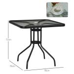 Trädgårdsbord Balkongbord Fyrkantigt Svart av Metall för Trädgård och Terrass Väderbeständigt Bord med Paraplyhål 76 x 76 cm
