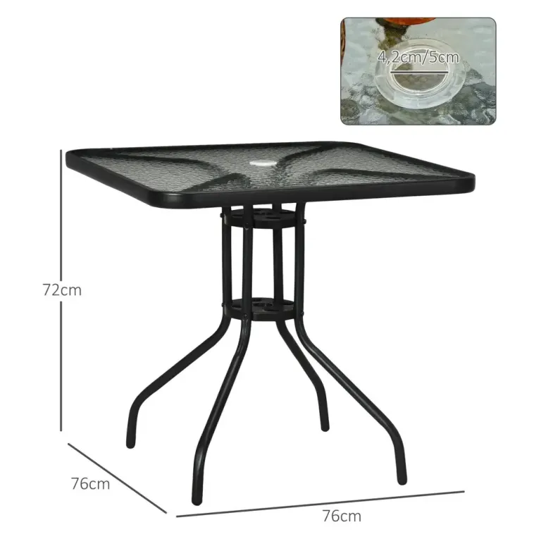 Trädgårdsbord Fyrkantigt Svart 76 x 76 cm