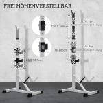 Set med 2 Hantelställ, 3 Nivåer, Höjdjusterbart, Stål, upp till 200 kg, Silver + Svart