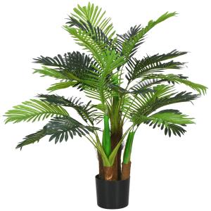 Konstgjord Palm, Realistiska Grenar, Dekorativ Växt, Plast och Kruka, Brun + Grön, 1 m