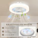 Takfläkt med LED-lampa och Fjärrkontroll samt 6 Hastigheter och Tyst Motor för Sovrum och Vardagsrum Ergonomisk och Modern Vit Metall