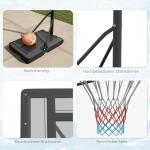 Basketstativ Basketkorg 2-i-1 av Stål och Plast för Vuxna och Pool Höjdjusterbar med Stativ och Hjul 230-305 cm