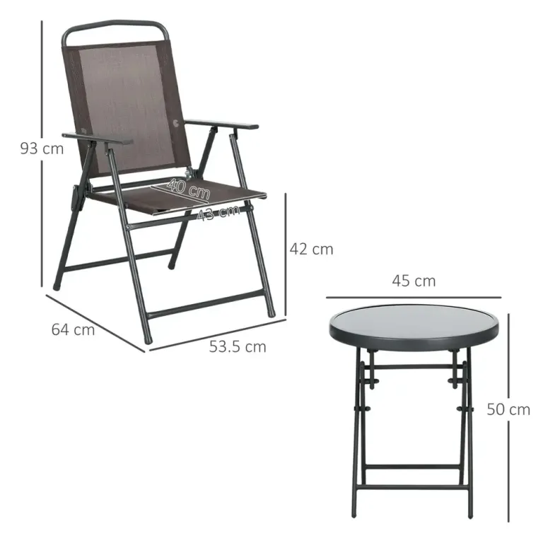 Bistroset Trädgårdsmöbler 3-Delar Brun av Metall Set