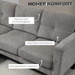 L-formad Hörnsoffa med Vändbar Schäslong, Linnelook, Brun, 186 x 130 x 84 cm