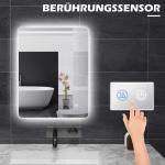 Badrumsspegel Väggspegel Silver av Glas för Badrum LED Belysning med Touch och Anti-Imma Ø 60 cm