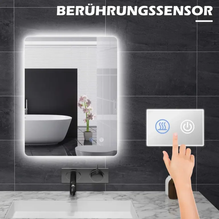 Badrumsspegel Väggspegel Silver av Glas LED-Belysning 60 cm