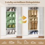 Skoskåp med 10 Hyllor för 25-30 Par, Ventilationshål och Mjukstängande Dörrar i Trä, Vit
