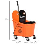 Städvagn med Mobil Hink och Vridanordning 36 L för Professionell Rengöring Svart Orange 54 X 41 X 91,5 Cm