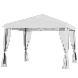 Lusthus Paviljong Pop-Up Partytält Krämvit av Polyester och Metall för Trädgård och Camping Vintertätt Tält med 4 Sidopaneler 3 x 3 m