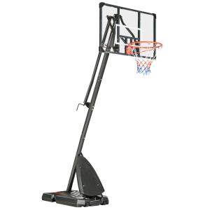 Basketstativ Basketkorg Svart av Stål och Plast för Trädgård och Idrottsplats Höjdjusterbart med Rullbar Bas 293-350 cm