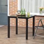 Trädgårdsbord Uteplatsbord Svart av Aluminium och Härdat Glas för Trädgård och Balkong Fyrkantigt Bord för 4 Personer 80 x 80 x 74 cm