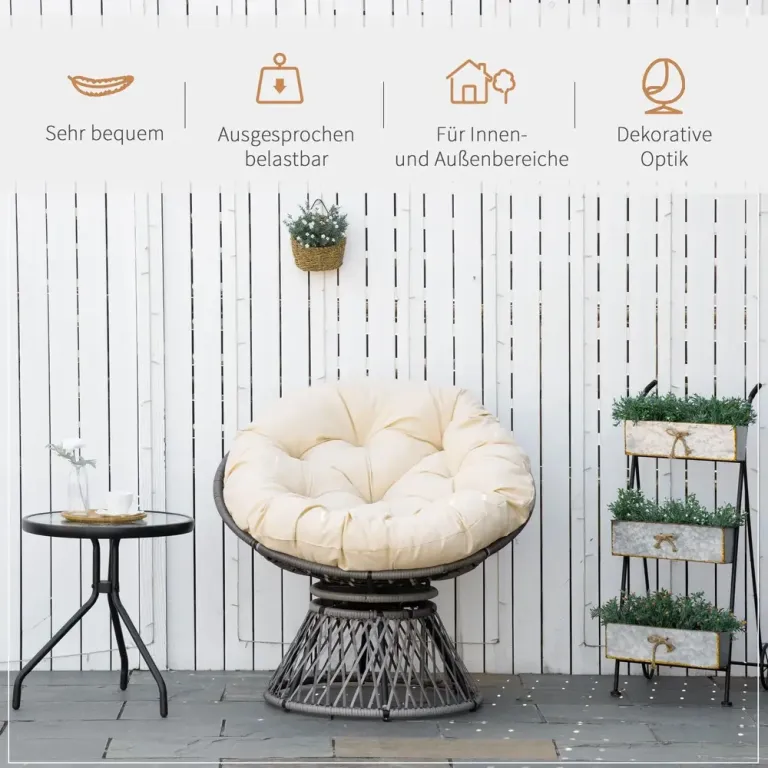 Papasanstol Korgstol med Sittdyna 87 x 97 x 90 cm