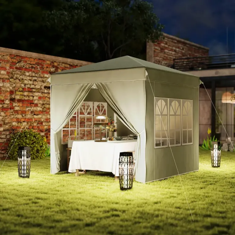 Lusthus Partytält Pop-up Paviljong Krämvit 2,5 x 2,5 m