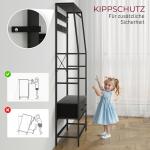 Klädhängare med Skohylla, Industridesign med 2 Tyglådor och 8 Krokar i Metallram, Svart