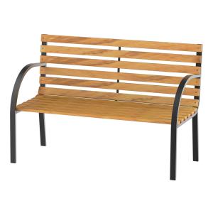 Parkbänk Stål och Furuträ 2 Personer Klassisk Robust Konstruktion för Utomhusbruk Natur 122 X 60 X 83 Cm