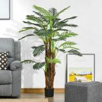 Konstgjord Växt Palm Grön av Plast för Inomhus och Utomhusbruk Konstträd med 36 Grenar 160 cm