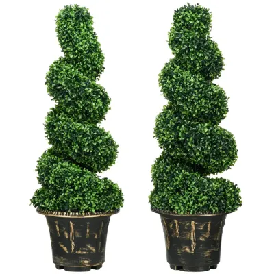Konstgjorda Buxbomsträd 2-Pack i Kruka 90 cm 30 x 30 x 90 cm