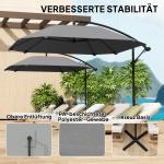 Parasoll Fribärande Paraply Mörkgrå av Aluminium och Polyester för Trädgård Vattentätt Solskydd med Vev och Stativ 260 cm