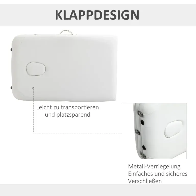 Hopfällbar Massagebänk i Aluminium, Vit