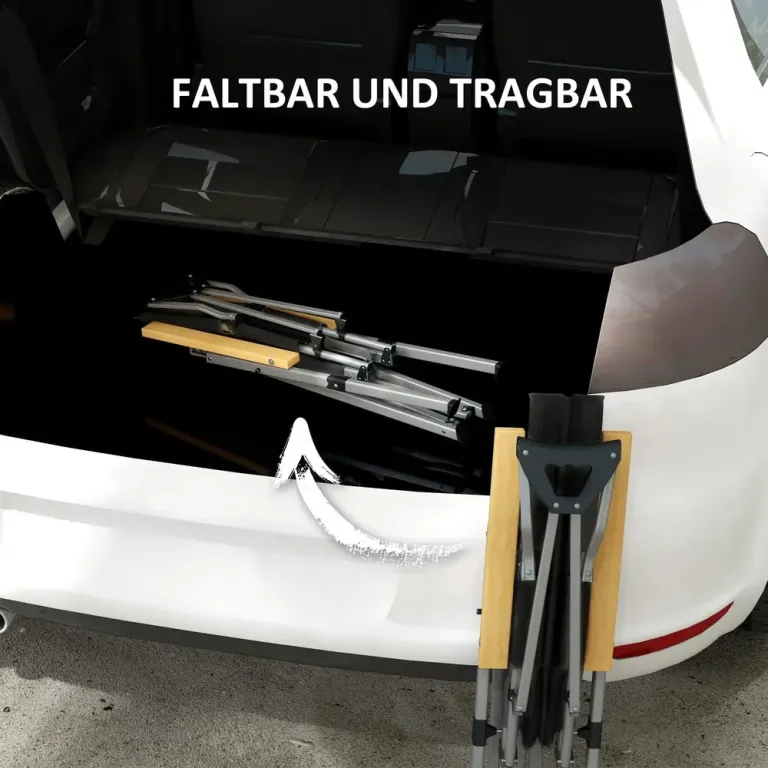 Hopfällbar Campingstol med 4-Stegs Ryggstöd, Svart