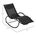 Gungstol Trädgårdsstol Svart av Textilen och Metall för Avkoppling Utomhus Ergonomisk med Kudde Bekväm 155 x 61 x 88 cm