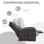 Avslappningsstol Fåtölj Brun av Konstläder och Metall för Vardagsrum med Ståhjälp och Elektrisk Massagefunktion Liggfunktion Bekväm