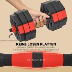 Hantelset Justerbart 25 kg Röd Plast och Metall för Hemmagym 6 i 1 Träningsset med Skivstång och Kettlebell Funktionell Styrketräning Mångsidig
