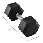 Hexagon Hantel i Gjutjärn, Gummerad Vikt med Räfflat Grepp, Ergonomisk Hantel för Styrketräning och Fitness, Svart, 1 x 12,5 kg