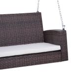 Hängande Trädgårdsbänk i Konstrotting, 2-Sitsig Gungbänk för Avkoppling, Väderbeständig Hängsoffa för Veranda, Brun, 127 x 57,5 x 60 cm