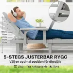 Solstol Solsäng med Sidobord Ljusgrå av Plast ve Metall för Trädgård ve Camping Väderbeständig Säng 120 kg