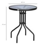 Trädgårdsbord Runt Balkongbord Metall med Säkerhetsglas Stilren Design för Trädgård och Balkong Ø60 X H70 Cm