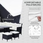 Sittset 7 Personer Trädgårdsset Sittgrupp Polyrotting Elegant Loungemöbel för Trädgård Terrass och Balkong Svart Krämvit