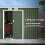 Verktygsbod Trädgårdsbod Redskapsbod Skjutdörr Ventilationsfönster Stål Ljusgrön 280 X 130 X 172 Cm