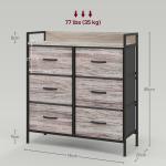 Byrå Förvaringsskåp med 6 Lådor Grå av Tyg ve Stål för Vardagsrum ve Sovrum Skänk i Industriell Design med Trälook