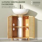 Tvättställsskåp Underskåp Naturfärgad Bambu för Badrum Förvaring under Handfat med Ribbade Dörrar Fukttålig Design 60 cm