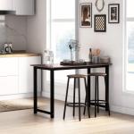 Köksbarstolar Barstolar Set om 2 Brun av Metall och Trä för Matsal Industriell Design med Fotstöd Lastkapacitet upp till 120 kg 42 x 42 x 65 cm